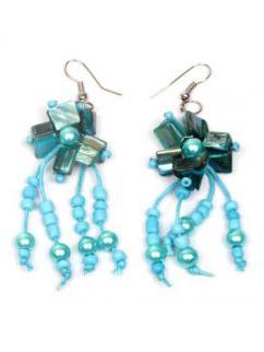 Modelo: Azul Outlet Bisutería hippie - Pendientes largos de piedritas PEMD19 - Modelo Azul