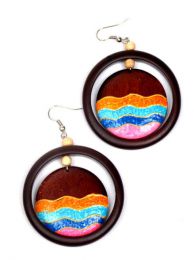 Modelo: A2 Pendientes Hippies Etnicos - Pendientes aro de madera con PEMD25 - Modelo A2