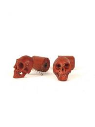 Pendientes calaveras presión [PEMD28]. Pendientes de Madera para comprar al por mayor o detalle  en la categoría de Bisutería y Plata Hippie Artesanal | ZAS.