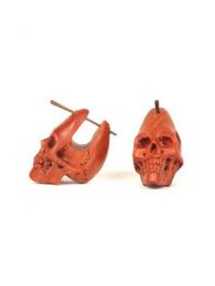 Pendientes calaveras stick. pendientes tallados con forma de calavera en hueso y cuerno de búfalo, para comprar al por mayor o detalle.[PEMD29]