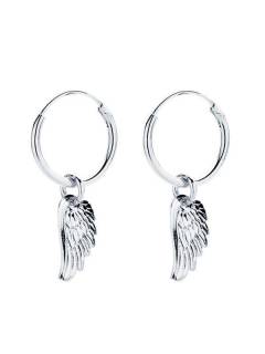 Aros de plata con colgante ala, para comprar al por mayor o detalle.[PLARC01]