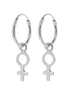 Aros de plata con colgante simbolo femenino, para comprar al por mayor o detalle.[PLARC02]