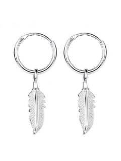 Aros de plata con colgante plumas PLARC06 para comprar al por mayor o detalle  en la categoría de Bisutería y Plata Hippie Artesanal | ZAS.