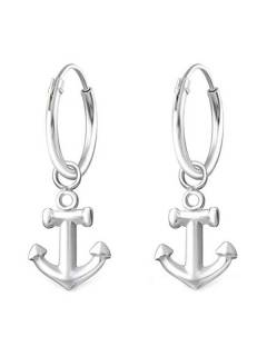 Aros de plata con colgante Anclas, para comprar al por mayor o detalle.[PLARC08]