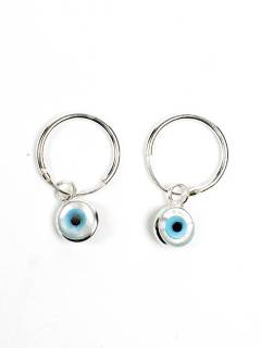 Aros de plata con Ojo Turco Colgante,  para comprar al por mayor o detalle  en la categoría de Bisutería y Plata Hippie Artesanal | ZAS. [PLARC11]
