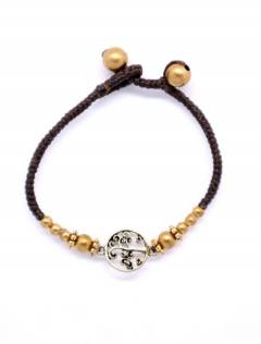 Pulsera de macramé y latón con Arbol de la Vida,  para comprar al por mayor o detalle  en la categoría de Bisutería y Plata Hippie Artesanal | ZAS. [PUAM03-D]