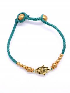 Pulsera de macramé y latón con Mano de Fátima, para comprar al por mayor o detalle. [PUAM04-D]