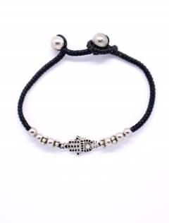 Pulsera de macramé y latón con Mano de Fátima, para comprar al por mayor o detalle. [PUAM04-P]