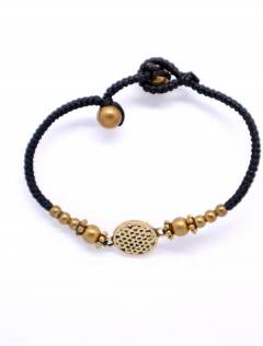 Pulsera de macramé y latón con Mandala,  para comprar al por mayor o detalle  en la categoría de Bisutería y Plata Hippie Artesanal | ZAS. [PUAM05-D]