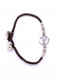 Pulsera de macramé y latón con OM,  para comprar al por mayor o detalle  en la categoría de Bisutería y Plata Hippie Artesanal | ZAS. [PUAM06-P]