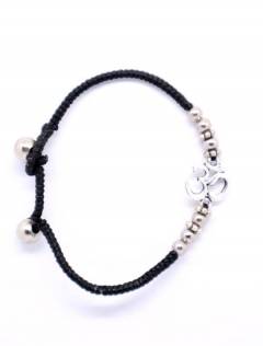 Pulsera de macramé y latón con OM,  para comprar al por mayor o detalle  en la categoría de Bisutería y Plata Hippie Artesanal | ZAS. [PUAM06-P]