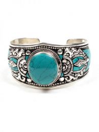 Detalle no seleccionable para compra Bisutería Tibetana - Pulsera brazalete con turquesas PUAT02.