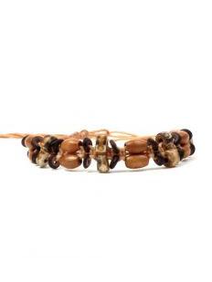 Pulsera de macramé  de algodón encerado con multiples cuentas de madera oval decoradas, tambien, para comprar al por mayor o detalle.[PUCH2-S]