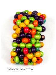 Pulsera hippie bolas colores, realizada con bolas de madera sobre, para comprar al por mayor o detalle. [PUFA02]