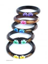 Detalle no seleccionable para compra Pulseritas Eco - Pulsera blangle madera flor. PUMD8.