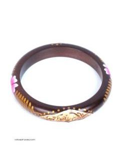 Pulsera blangle madera flor. Pulsera tipo bangle estrecha realizada,  para comprar al por mayor o detalle  en la categoría de Bisutería y Plata Hippie Artesanal | ZAS. [PUMD8]