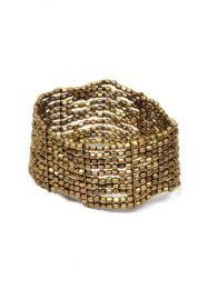 Modelo: Ouro Pulseiras Hippie Étnicas - pulseira larga com linhas prateadas, PUMG07 - Modelo em Ouro