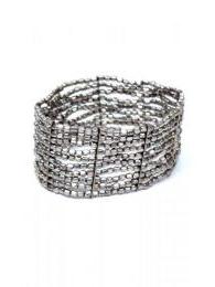 Modelo: Plateado Pulseras Hippie Etnicas - pulsera ancha lineas plateadas, PUMG07 - Modelo Plateado