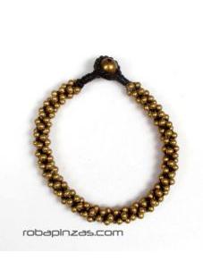 Pulseras de bolas de latón o rodio, cierre botón [PUMS01]. Pulseras para comprar al por mayor o detalle  en la categoría de Bisutería y Plata Hippie Artesanal | ZAS.