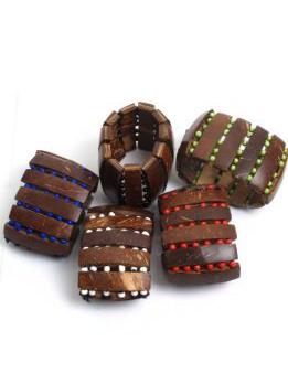 Detalle no seleccionable para compra Pulseras Hippie Etnicas - Pulsera ancha de madera y PUPA07B.