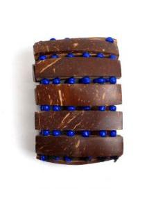 Modelo: Azul Pulseras Hippie Etnicas - Pulsera ancha de madera y PUPA07B - Modelo Azul