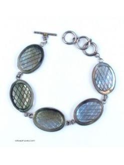 Pulsera en acero inox con conchas, nacar, madre perla, cierre regulable PUVI20 para comprar al por mayor o detalle  en la categoría de Outlet Hippie Artesanal  | ZAS.