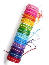Modelo: Colores vivos Pulseritas Hippie Eco - Pulsera de cuero ancha diseño PUVI25 - Modelo Colores vivos