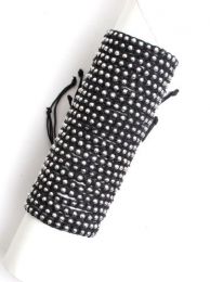 Pulsera de algodón estrecha decorada con cuentas plateadas, cierre regulable, para comprar al por mayor o detalle.[PUVI32]