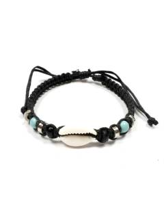 Pulsera hippie con cordón cuentas y concha,  para comprar al por mayor o detalle  en la categoría de Bisutería y Plata Hippie Artesanal | ZAS. [PUVI41]