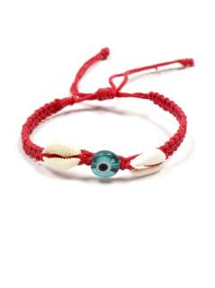 Pulsera hippie con ojo de fimo y conchas, para comprar al por mayor o detalle.[PUVI42]