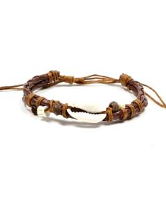 Pulsera hippie con cuentas y concha, para comprar al por mayor o detalle.[PUVI50]