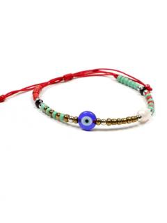Pulsera hippie con cuentas y ojo de fimo, para comprar al por mayor o detalle.[PUVI53]