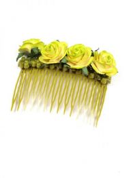 Cintas Palos y Pinchos -  Accesorios Pelo - Peineta de flores realizada PZFLP01 - Modelo Amarillo