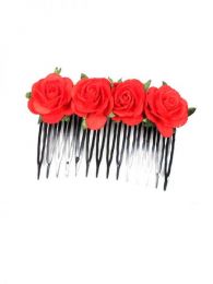 Cintas Palos y Pinchos -  Accesorios Pelo - Peineta de flores realizada PZFLP01 - Modelo Rojo