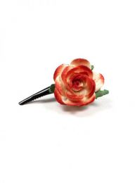 Modelo: Rojo bl Cintas Palos y Pinchos - Accesorios Pelo - Pinza para el pelo con flor PZFLP02 - Modelo Rojo bl