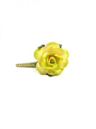 Pinza con flor de pasta de papel, para comprar al por mayor o detalle.[PZFLP02]