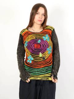 Camiseta Patch rasgado y croché,  para comprar al por mayor o detalle  en la categoría de Ropa Hippie de Mujer | ZAS. [SUEV09]