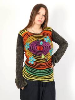 Camisetas Hippie M Larga - Camiseta realizad con parches SUEV09.