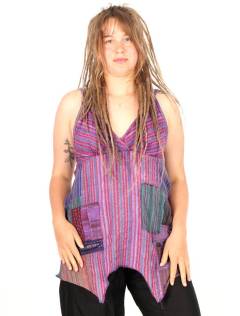 Top Patchwork con Corte Asimétrico Artesanal, para comprar al por mayor o detalle. [TOEV22]