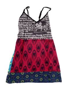 Modelo: Tirante negro Tops y Blusas - Top hippie largo fabricado TOHC28 - Modelo Tirante negro