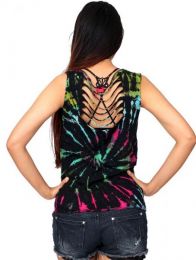 ZAS robapinzas.com | top expandex poliester rasgado espalda teñido Tie Dye . talla única (M/L). La técnica de teñido Tie Dye es totalmente manual técniamente no hay dos prendas exactamente igulaes por lo que los patrones y colores son aproximados.