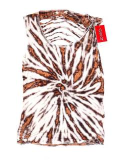 Modelo: Blanco Camisetas y Tops Hippies - top expandex poliester rasgado TOJU08 - Modelo Blanco