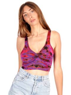 ZAS robapinzas.com | Top hippie de Tirantes  cruzados en espalda diseño corto fruncido en pecho. Teñido Tie Dye Talla única (S-M). La técnica de teñido Tie Dye es totalmente manual técniamente no hay dos prendas exactamente igulaes por lo que los patrones y colores son aproximados.