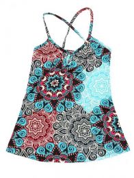 Modelo: Azul Top hippie con estampado mandalas Mod Azul