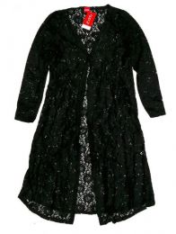 Modelo: Negro Blusa de encaje larga con Mod Negro