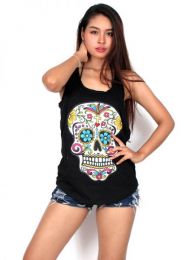 Detalle no seleccionable para compra top calavera hippie, top de detalle del producto