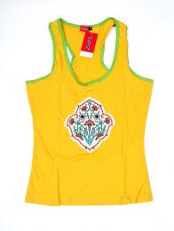 Modelo: Amarillo Camisetas Blusas y Tops - Top con parche étnico TOUN48 - Modelo Amarillo