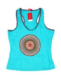 Modelo: Azul Camisetas Blusas y Tops - Top con parche étnico TOUN48 - Modelo Azul