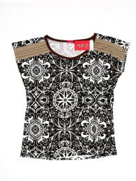Modelo: Marrón Camisetas y Tops Hippies - Blusa con estampado étnico TOUN51 - Modelo Marrón
