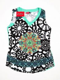 Modelo: Verde Top y Blusas Hippie Boho Ethnic - Top con estampado y parche TOUN57 - Modelo Verde